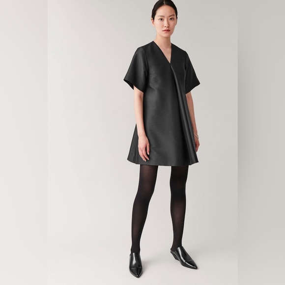 COS Black A-Line Mini Dress - Size 8 - Picture 3 of 11